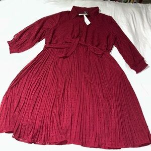 BloomChic Maroon Kids Dress with Pleats